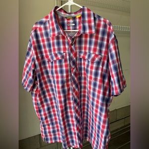 2XL Cabela’s Red,white and blue plaid Cool Max short sleeve shirt